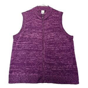 Blair Sweater Vest Womens XL Acrylic‎ Full Zip Purple Knit Grannycore Cabincore
